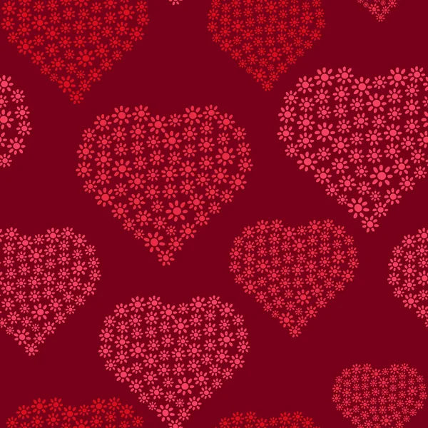 Καρδιές Χωρίς Ραφή Μοτίβο Λουλούδια Σχήμα Καρδιάς Γυναικείο Μοτίβο Εκτυπώσεις — Διανυσματικό Αρχείο