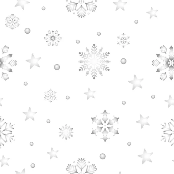 Patrón Sin Costuras Navidad Está Nevando Nieve Copos Nieve Estrellas — Vector de stock