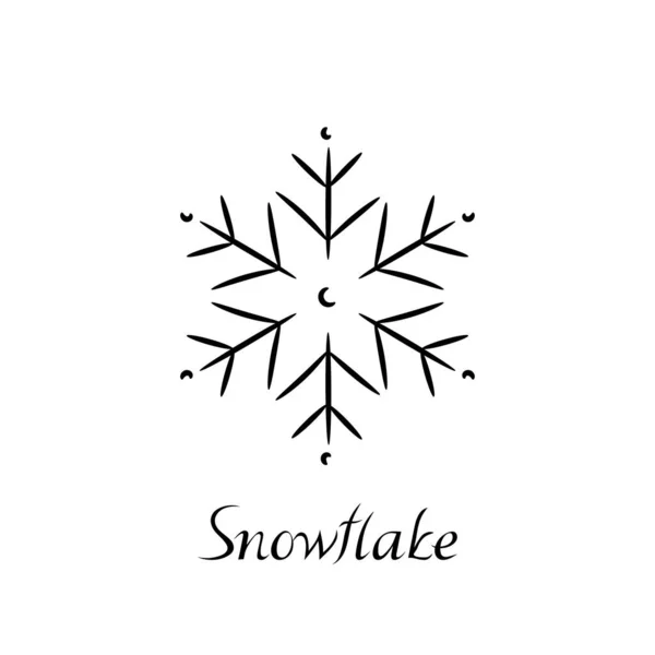 Vektorillustration Der Schneeflocke Mit Inschrift Weihnachtsdruck Isoliert Auf Weißem Hintergrund — Stockvektor