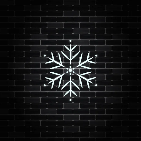 Weihnachten Schneeflocke Mit Neon Effekt Lichterglanz Ornamente Neon Print Isoliert — Stockvektor