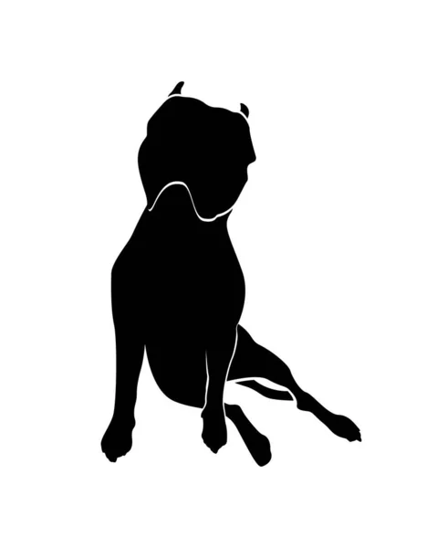 Dog Silhouette Sitting American Staffordshire Terrier Pitbull Isolated White Background — Stock Vector