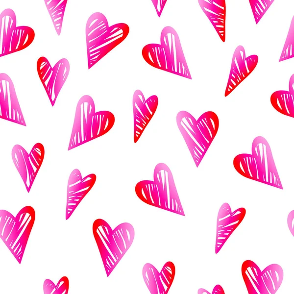 Naadloos Hartpatroon Valentijnsdag Afdruk Verpakkingssjabloon Inpakpapier Textiel Beddengoed Behang — Stockvector