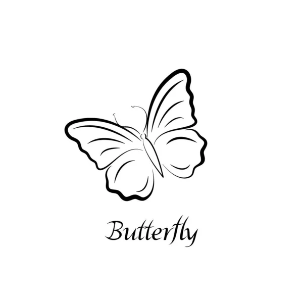 Vektorillustration Des Schmetterlings Natürlicher Druck Isoliert Auf Weißem Hintergrund Schwarze — Stockvektor