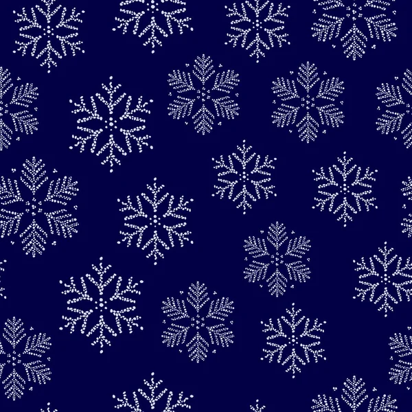 Snowflakes Seamless Pattern Winter Print Packaging Template Wrapping Paper Textiles — Stock Vector