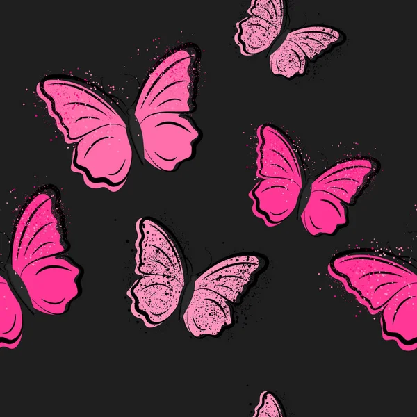 Patrón Sin Costuras Con Mariposas Ilustración Vectorial Impresión Femenina Plantilla — Archivo Imágenes Vectoriales