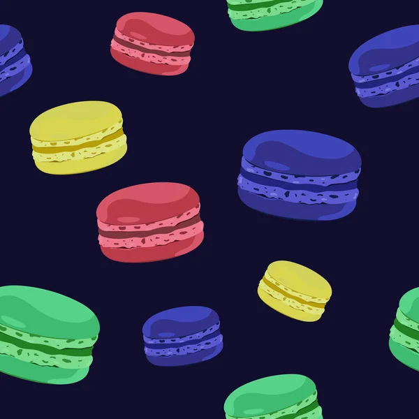 Motif Sans Couture Macaron Empreinte Dessert Papier Emballage Pour Confiseries — Image vectorielle