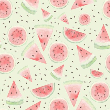 Arka planda karpuz dilimleri olan kusursuz desen.