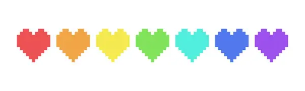 Pixel Colorido Icono Amor Plantilla Diseño Corazón Bits Arcade Símbolo — Archivo Imágenes Vectoriales