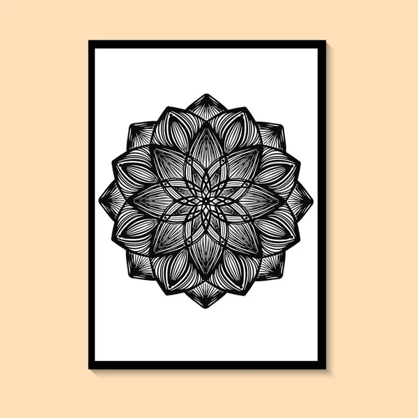 Black Line Art Mandala Décor Mural Chambre Coucher Noir Blanc — Image vectorielle