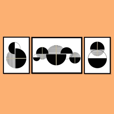 Siyah minimalist duvar sanatı. Basit geometrik daireler ve çizgi tarzı. Geometrik şekiller, daireler ve çizgiler. Modern yaratıcı model.