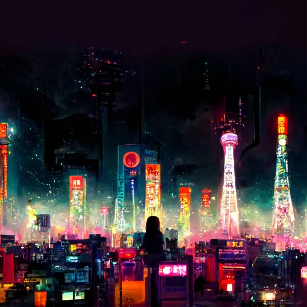 Şehir siluetinin gece manzarası