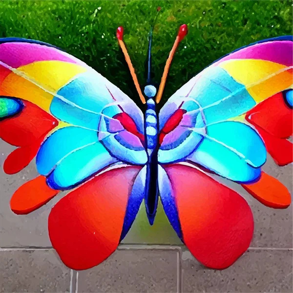 Kolorowy Motyl Trawie — Zdjęcie stockowe