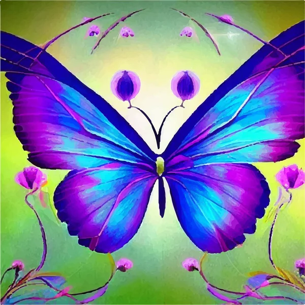 Hermosa Mariposa Sobre Fondo Azul —  Fotos de Stock