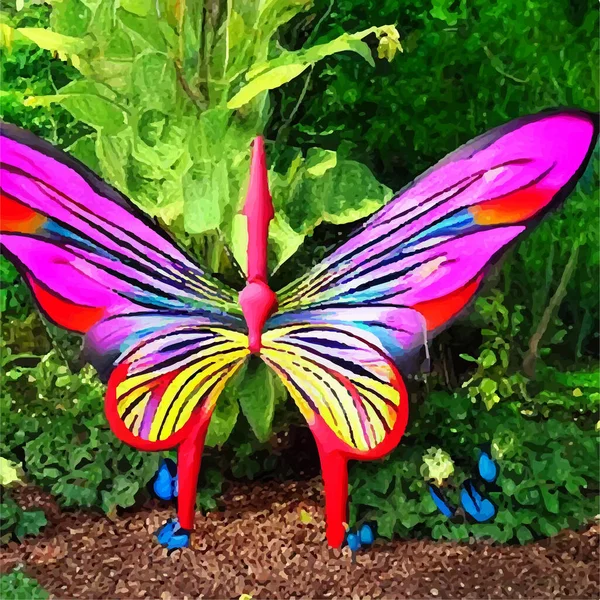 Крылья Бабочки Красивые Красочные Зеленые Фиолетовые Голубые Розовые Желтые Черные — стоковое фото