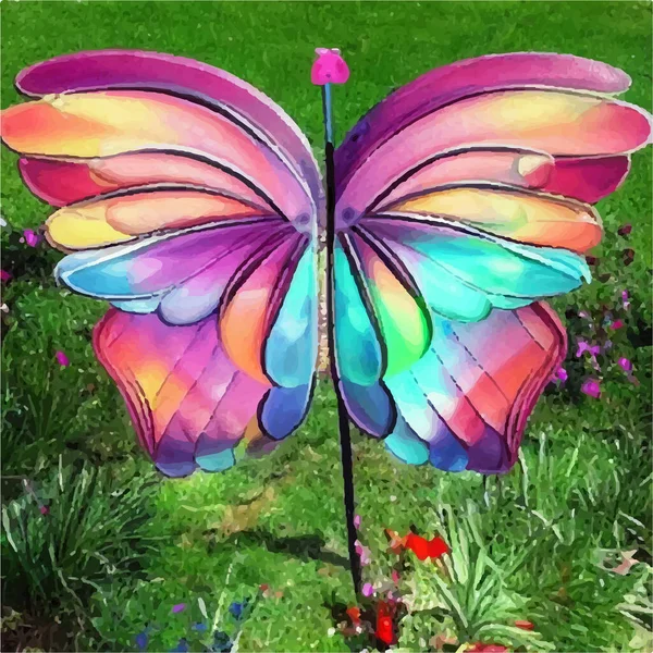 Papillon Coloré Sur Fond Vert — Photo