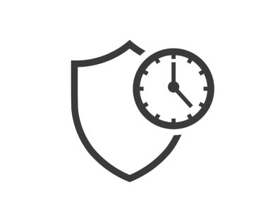 Uzun vadeli koruma logosu tasarımı. İş konsepti, sigorta vektör tasarımı ve illüstrasyon.