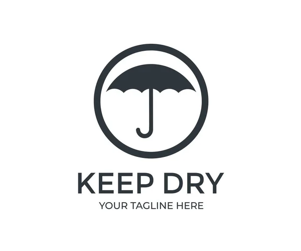 保持干包装标识设计 包裹物流和送货运输 雨伞和雨滴标志矢量设计和图解 — 图库矢量图片