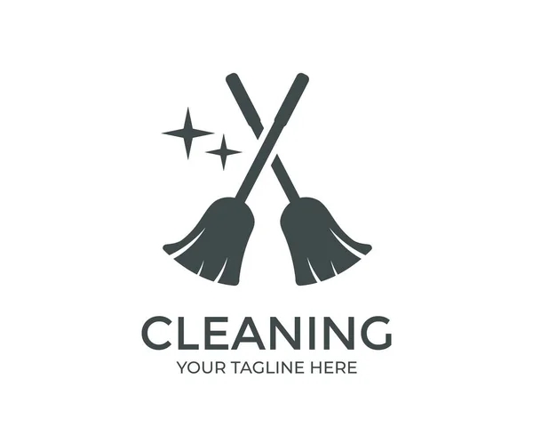 清洁的概念 清洁标识设计的设备和工具 清洁服务 家庭主妇 矢量设计和说明 — 图库矢量图片