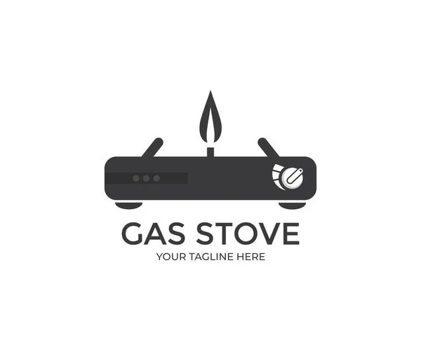 Μαύρο Φορητό Σχεδιασμό Λογότυπου Γκαζιού Μια Μικρή Φορητή Κουζίνα Αερίου — Διανυσματικό Αρχείο