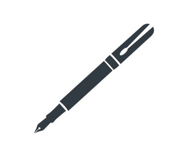 Dolmakalem ucu, kalem logosu tasarımı. İmza simgesi. Kalem ve altyazılar, imzalar, imzalar, onaylar. vektör tasarımı ve illüstrasyon.