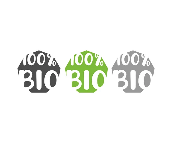 100 Bio标签 天然的 有机的 新鲜的 食品贴纸标志设计 有机天然生物标签设定图标 健康食品徽章 新鲜生态素食病媒设计及图解 — 图库矢量图片