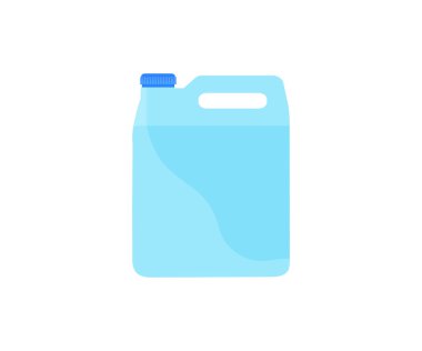 Siluet galon plastik şişe içme suyu logosu tasarımı. Beş Litre Büyük Plastik Sıvı Tüpü Galonu, taşıyıcı vektör tasarımı ve illüstrasyonuyla.