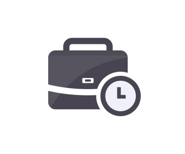 Business working times concept, business briefcase, work briefcase logo design. Business time and working hours vector design and illustration.