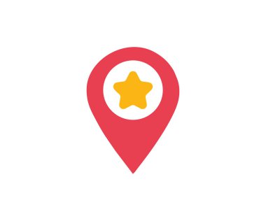 Star pin flat icon. Favorite place map pointer. Map pointer with star. Map marker vector design and illustration.