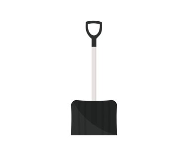 Plastic snow shovel logo design. Winter snow removal and cleaning. Close up of snow shovel vector design and illustration.