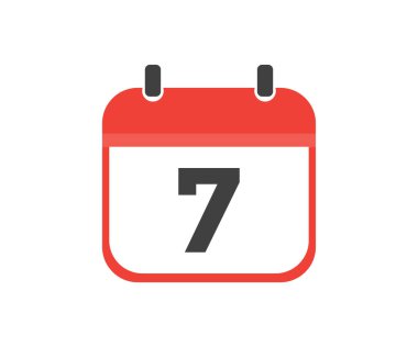 Simple calendar with date 7, day seven logo design. Calendar icon flat day 7. Reminder symbol. Event schedule date. Meeting appointment time vector design and illustration.