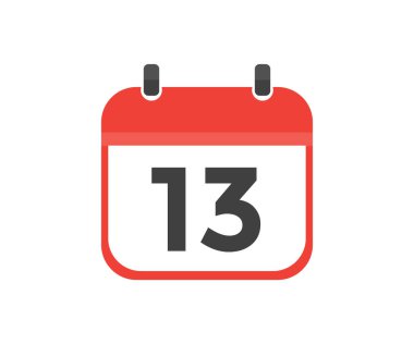 Simple calendar with date 13 day thirteen logo design. Calendar icon flat day 13. Reminder symbol. Event schedule date. Meeting appointment time vector design and illustration.