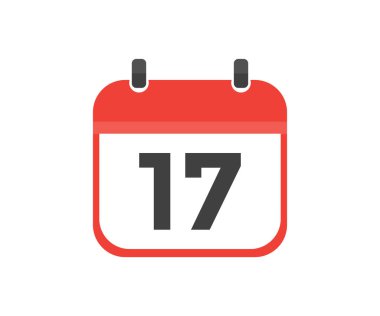 Simple calendar with date 17 day seventeen logo design. Calendar icon flat day 17. Reminder symbol. Event schedule date. Meeting appointment time vector design and illustration.
