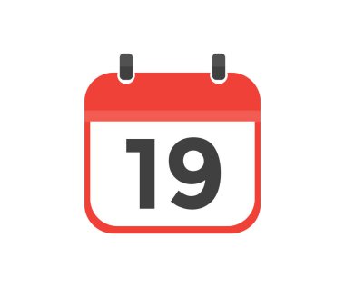 Simple calendar with date 19 day nineteen logo design. Calendar icon flat day 19. Reminder symbol. Event schedule date. Meeting appointment time vector design and illustration.