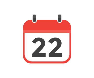 Simple calendar with date 22 day twenty second logo design. Calendar icon flat day 22. Reminder symbol. Event schedule date. Meeting appointment time vector design and illustration.