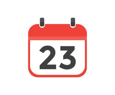 Simple calendar with date 23 day twenty third logo design. Calendar icon flat day 23. Reminder symbol. Event schedule date. Meeting appointment time vector design and illustration.