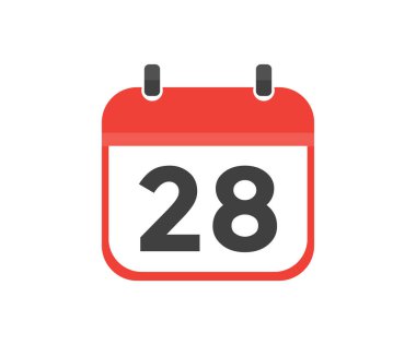 Simple calendar with date 28 day twenty eight logo design. Calendar icon flat day 28. Reminder symbol. Event schedule date. Meeting appointment time vector design and illustration.