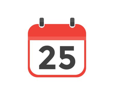 Simple calendar with date 25 day twenty five logo design. Calendar icon flat day 25. Reminder symbol. Event schedule date. Meeting appointment time vector design and illustration.