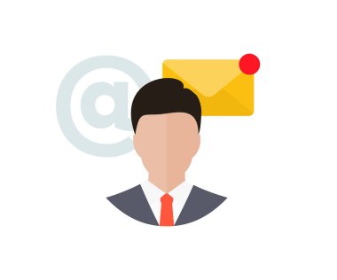Businessman, business contact and communication, email icon, email marketing concept logo design. E-mail or newsletter, online working internet network vector design and illustration.