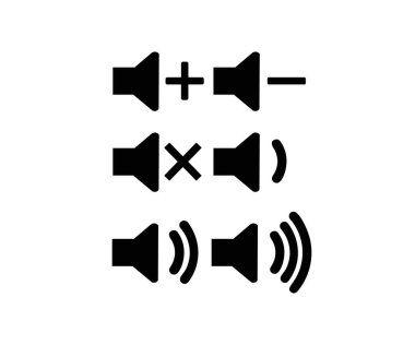 Set of volume icons. Sound icons set. Sound volume control symbol. Speaker volume icon, audio voice sound symbol, media vector design and illustration.