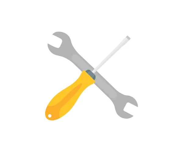 Schraubenzieher Und Schraubenschlüssel Heimwerker Handwerkzeuge Setzen Gekreuztes Logo Design Werkzeug — Stockvektor