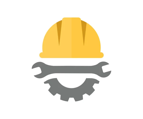 Дизайн Логотипу Шолома Гайкового Ключа Шестерні Безпека Захист Інженер Робочий — стоковий вектор