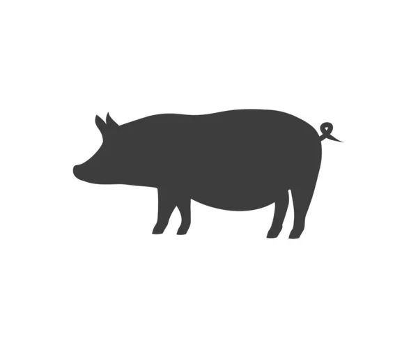 stock vector Pig silhouette icon isolated on white background. Pork, pig icon, meat, food, farm, pork, piggy, vector design and illustration.