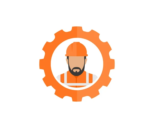 Pekerja Konstruksi Dan Desain Logo Gigi Keselamatan Dan Perlindungan Insinyur - Stok Vektor