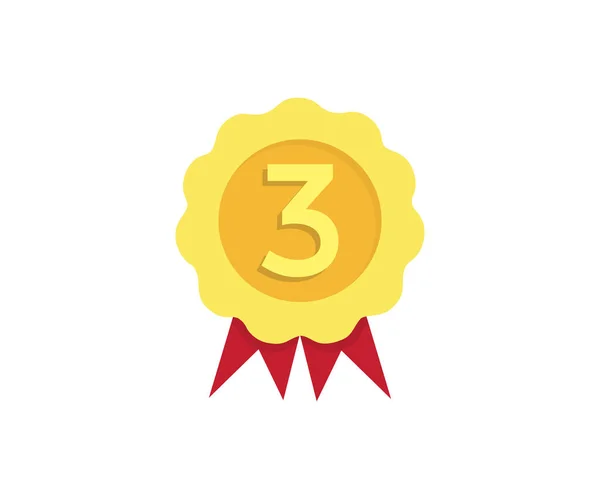 Nummer Drie Moderne Gouden Rozet Award Logo Design Moderne Rozet — Stockvector