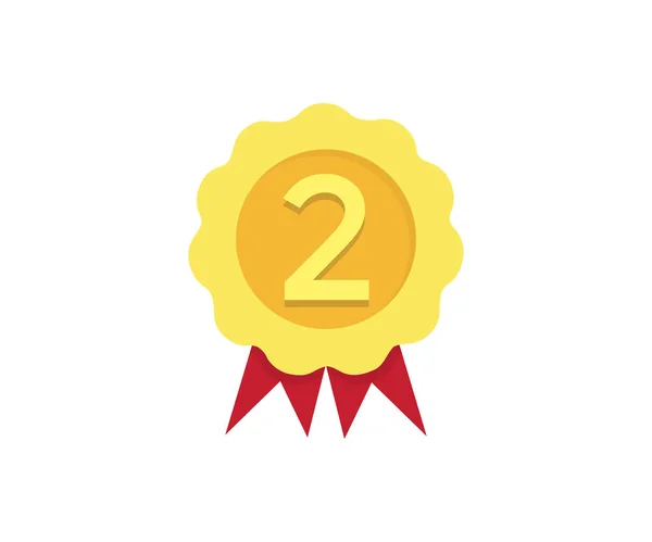 2De Nummer Twee Moderne Gouden Rozet Award Logo Design Moderne — Stockvector