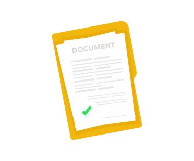 Belge Sembol logosu tasarımı. Belge. Damga ve metin içeren dizin. Kontrat imzası. Kontrat anlaşması, yasal belge damgası mührü, web pankartları, web siteleri, bilgi grafikleri vektör tasarımı ve illüstrasyon kavramı.