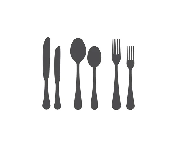 Set Knife Spoon Fork Logo Design Set Flat Style Silhouette — Stock Vector