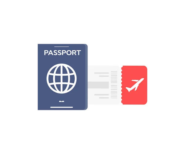 International Passport Tickets Plane Logo Design Document Traveling Tourism Immigration — Stock Vector