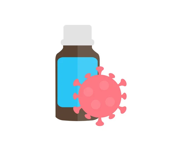 ラベルと空白の感染ウイルスのロゴのデザインと茶色の薬瓶 薬局の治療 薬ビタミンベクトルのデザインとイラスト — ストックベクタ