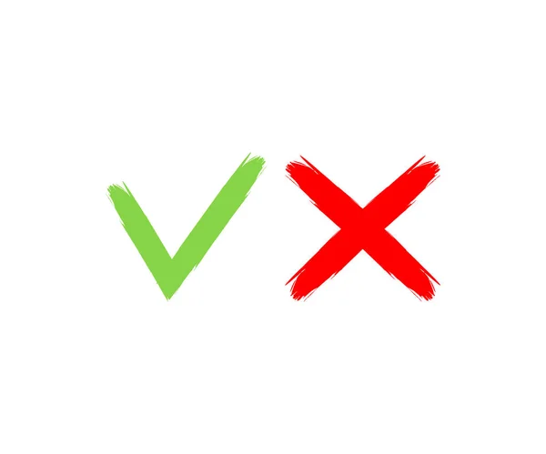 Set Check Mark Cross Icon Isolated Tick Symbols Checklist Signs — Stock Vector